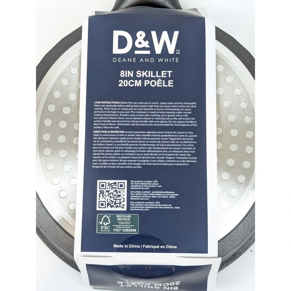 D&W Frying Pan 8 Inch Nonstick FRY Skillet Black Deane & White Premium Cookware